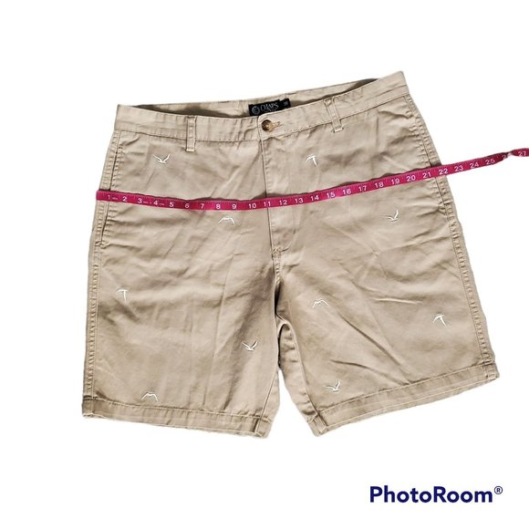 CHAPS Men's Embroidered White Seagulls Flat Front Chino Shorts Khaki Size 36 - Picture 11 of 13